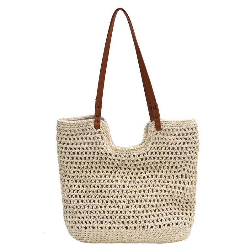 

Повседневная вязаная сумка из хлопковой нити с открытыми плечами, маленькая, ленивый ветер, ручная соломенная сумка, пляжная сумка для отпуска на море, женская сумка Small