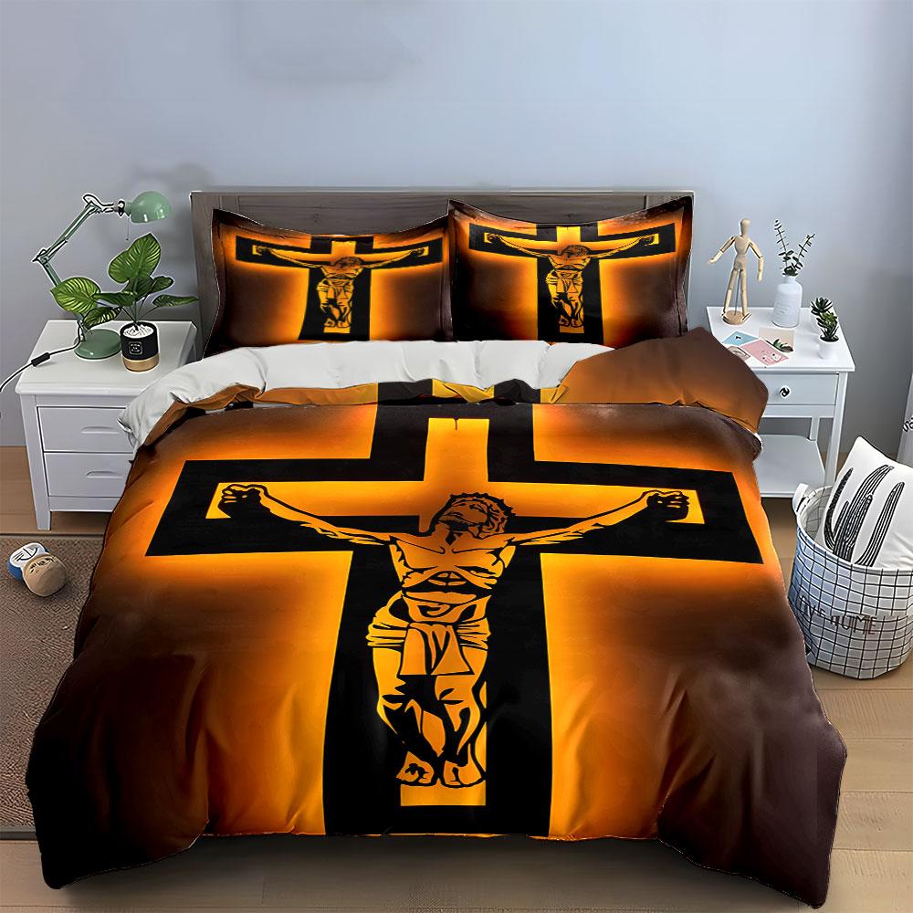 Radiant cross silhouette. Bedding sets Duvet covers Pillowcases(1* Duvet Cover 2* Pillowcases without duvet insert)
