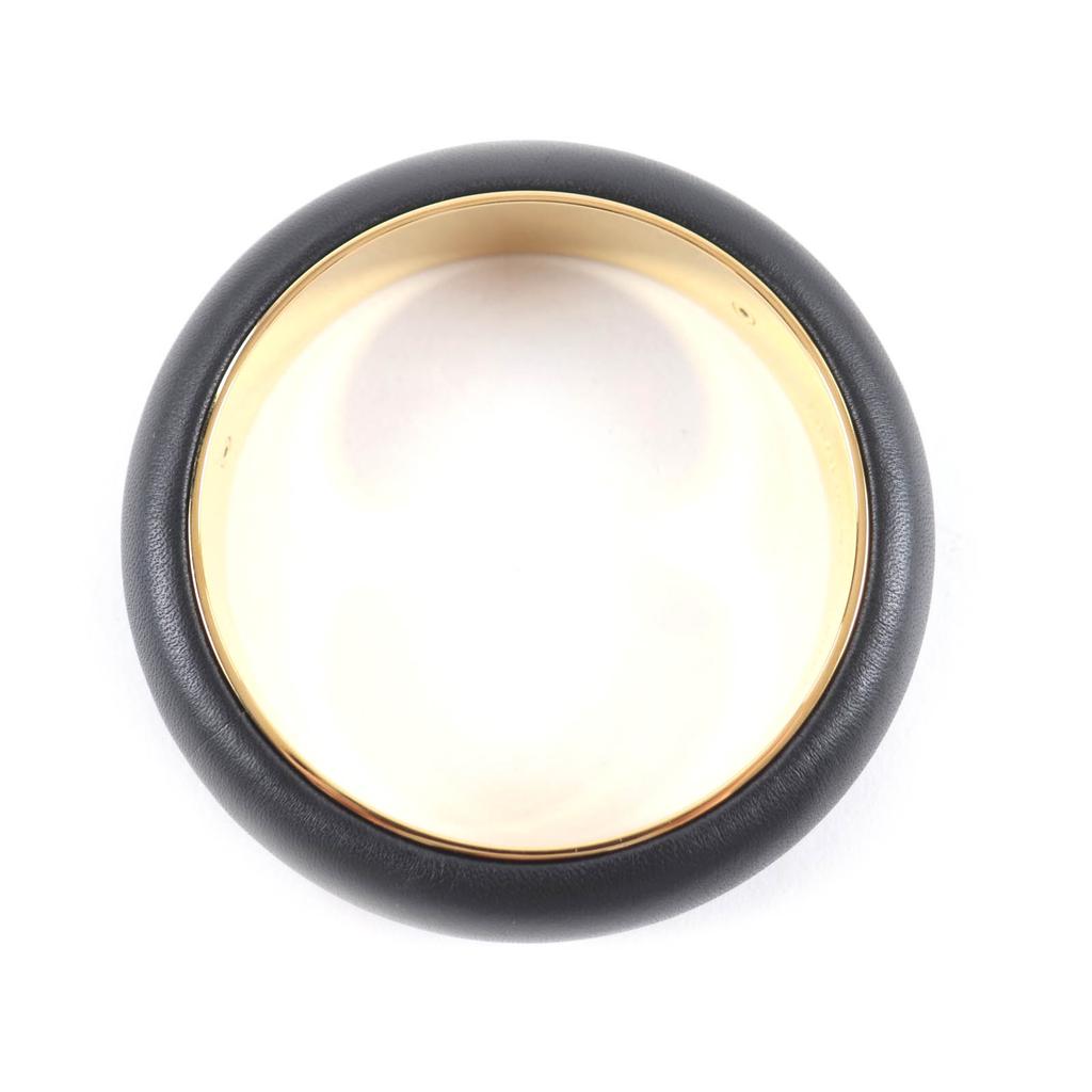 Excellent Loro Piana Bangle Duo Bangle Bracelet black Calf leather M FAO3952 Used