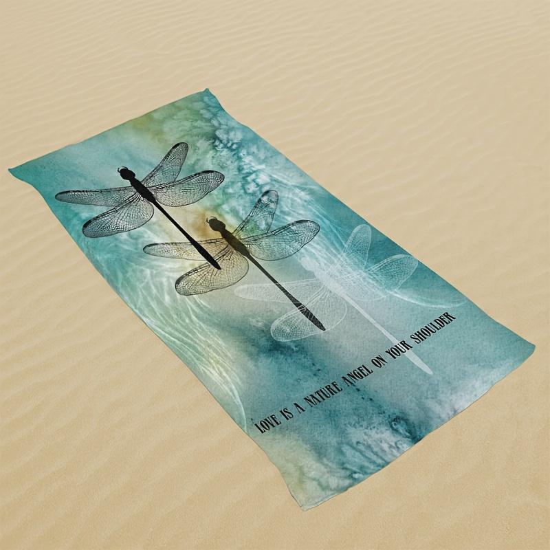 1Pc Dragonfly Polyester Beach Towel, Super Absorbent Quick-Drying Swimming Towel, Lightweight Soft Beach Blanket