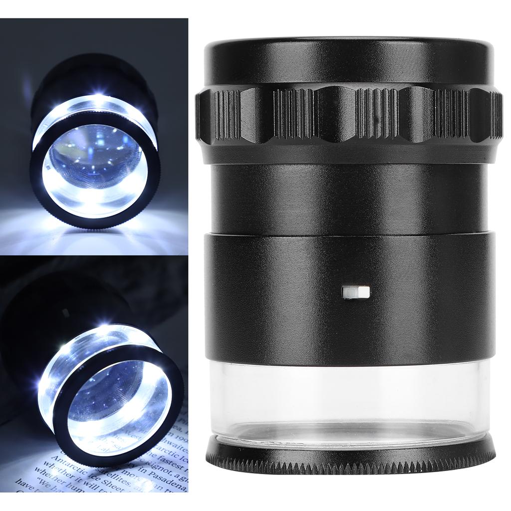 8LED 10X Magnifier Loupe with Scale High Definition Adjustable Magnifying Glass