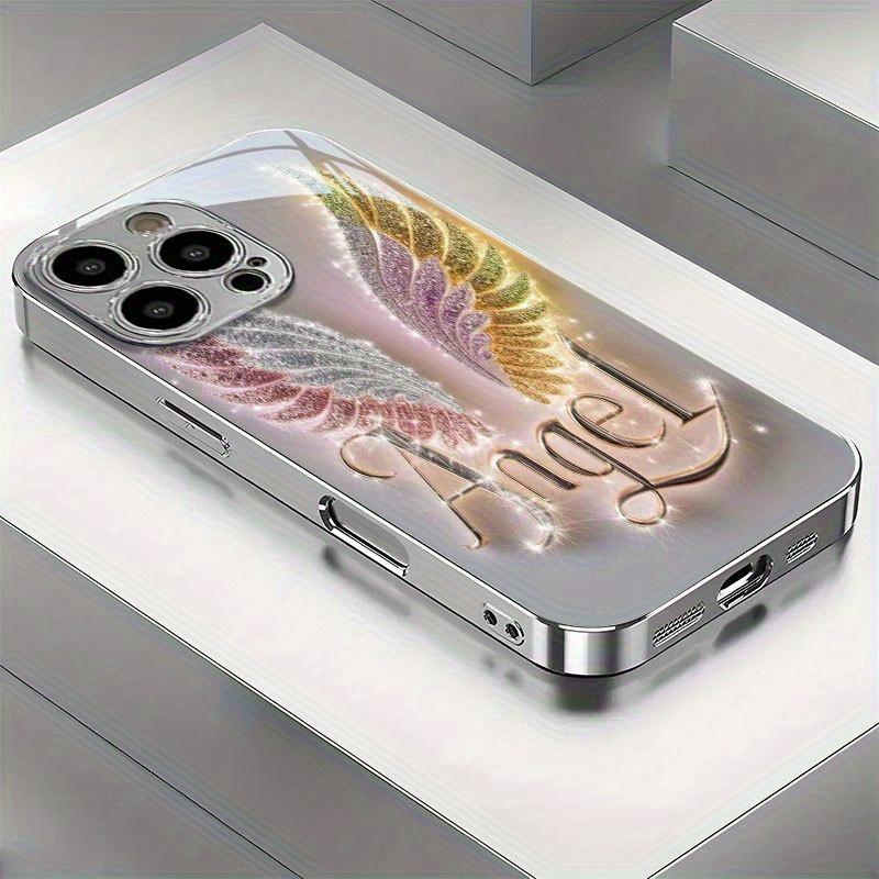 Fashion crystal wing angel glass phone case suitable for iPhone 17 16 15 14 13 12 11 Pro/Max/Plus anti drop and shockproof