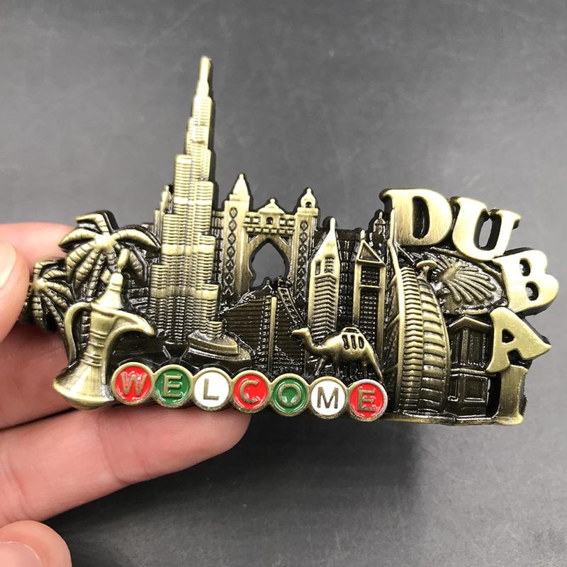 Ντουμπάι ΗΑΕ Βέλγιο Βιέννη αυτοκόλλητο ψυγείου μεταλλικό μαγνητικό 3δ αυτοκόλλητο τοπίου μαγνήτες ψυγείου συλλογή δώρα διακόσμηση σπιτιού