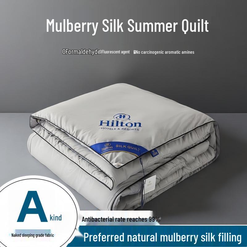 

Mulberry Silk Summer Quilt - Lightweight, Washable, Cooling Comforter for Single or Double Beds 180x220 Single (2.8 jin) Machine Washable