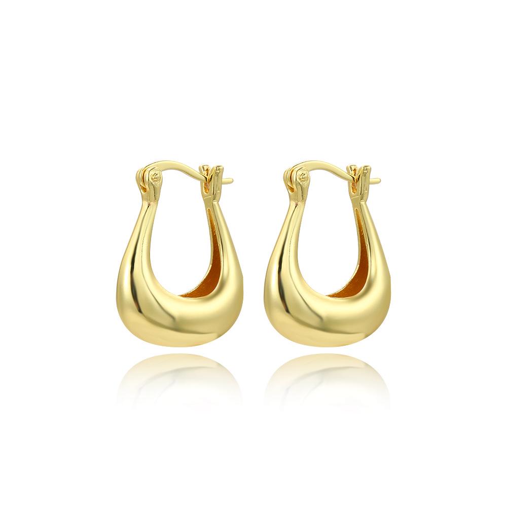 18k Gold Plated Hollow U-Shaped Earrings - Minimalist Photosensitive Women's Jewelry