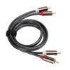 2Pcs RCA Cables Cord 2 To 2 AV 4 Head Power Amplifier Audio Cable for Subwoofers 3.3ft Long