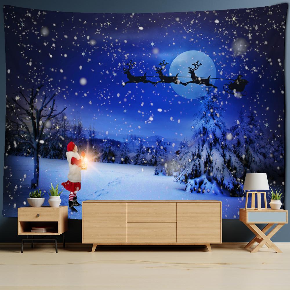Christmas Snowy Night Series Tapestry Wall Mount Bohemian Witchcraft Dormitory Living Room Home Decor