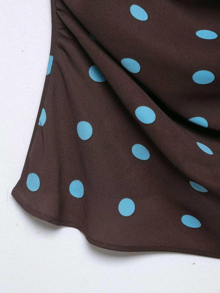 Retro Blue Polka Dot Spaghetti Strap Tank Top for Women - Summer 2026 Collection
