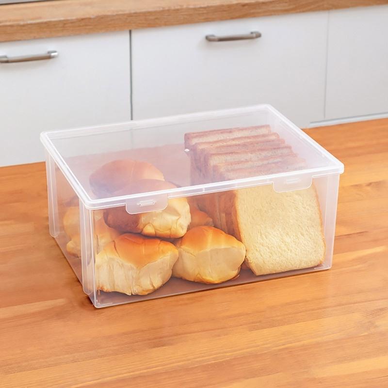 Clear Bread Storage Box with Lid Multifunction Organize Box Household for Kitchen Dining Room Sealing Holder