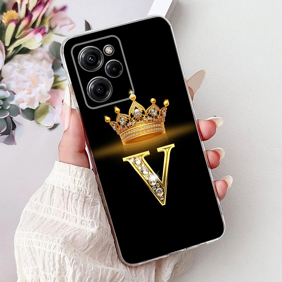 For Xiaomi Poco X5 Pro PocoX5 Fashion Crown Letter Phone Case For Poco X 5 X5Pro 5G Soft Silicone TPU Cases
