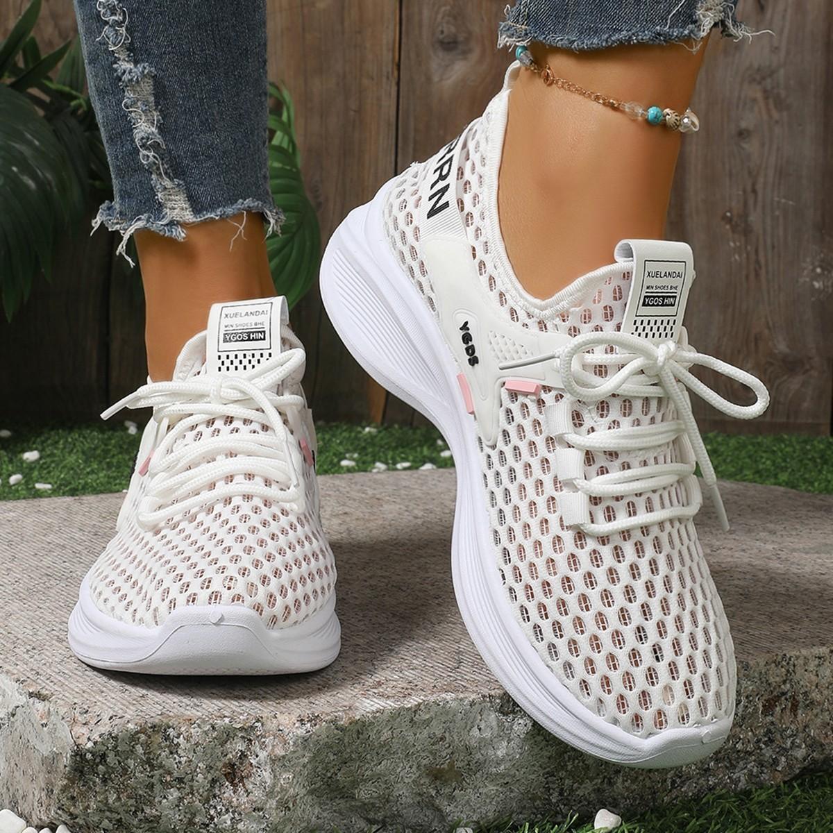 

Fashionable Lightweight Women s Low Top Casual Shoes Spring and Autumn Sexy Mesh Breathable Comfortable Sports Running Shoes 35 білий