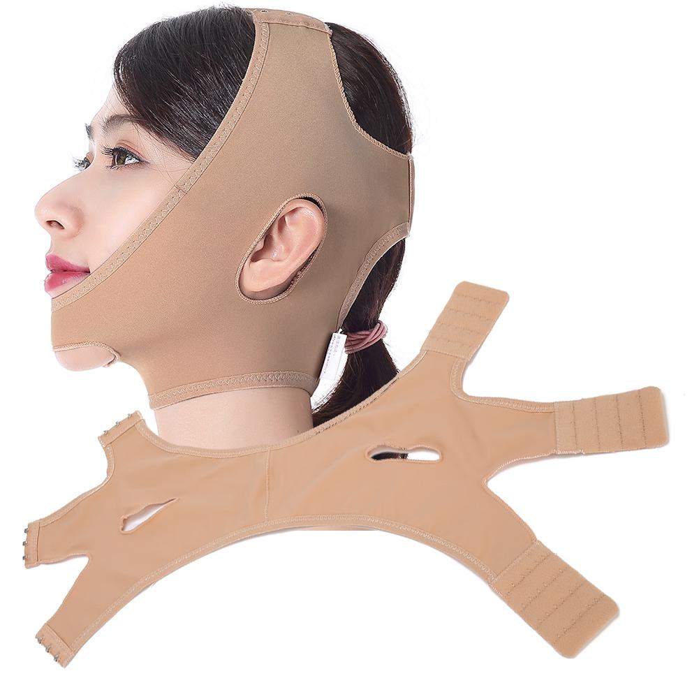 Facial Slimming Mask Bandage V Shape Face Tighten Lifting Anti Wrinkle Belt Skin Color(XS M )