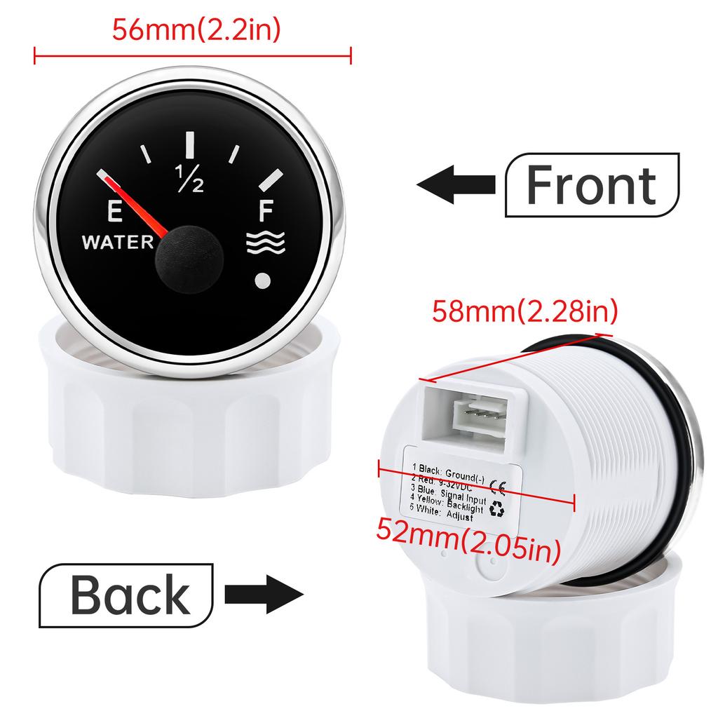 100~525mm 0-190ohm Stainless Steel Water Level Gauge Sensor For Car Boat Water Level Gauge Meter with 7 Colors Backlight 9-32V