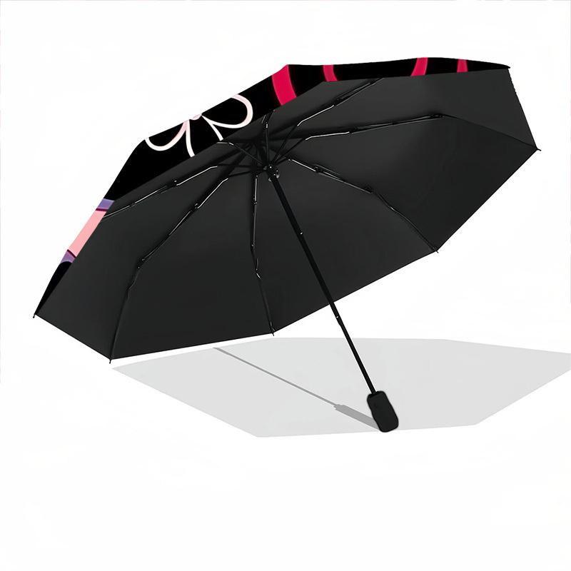 1pc Love Heart Decorations Automatic Folding Umbrella - Portable Collapsible Design, 8-Rib Iron Frame, Durable Fabric Yy251125026