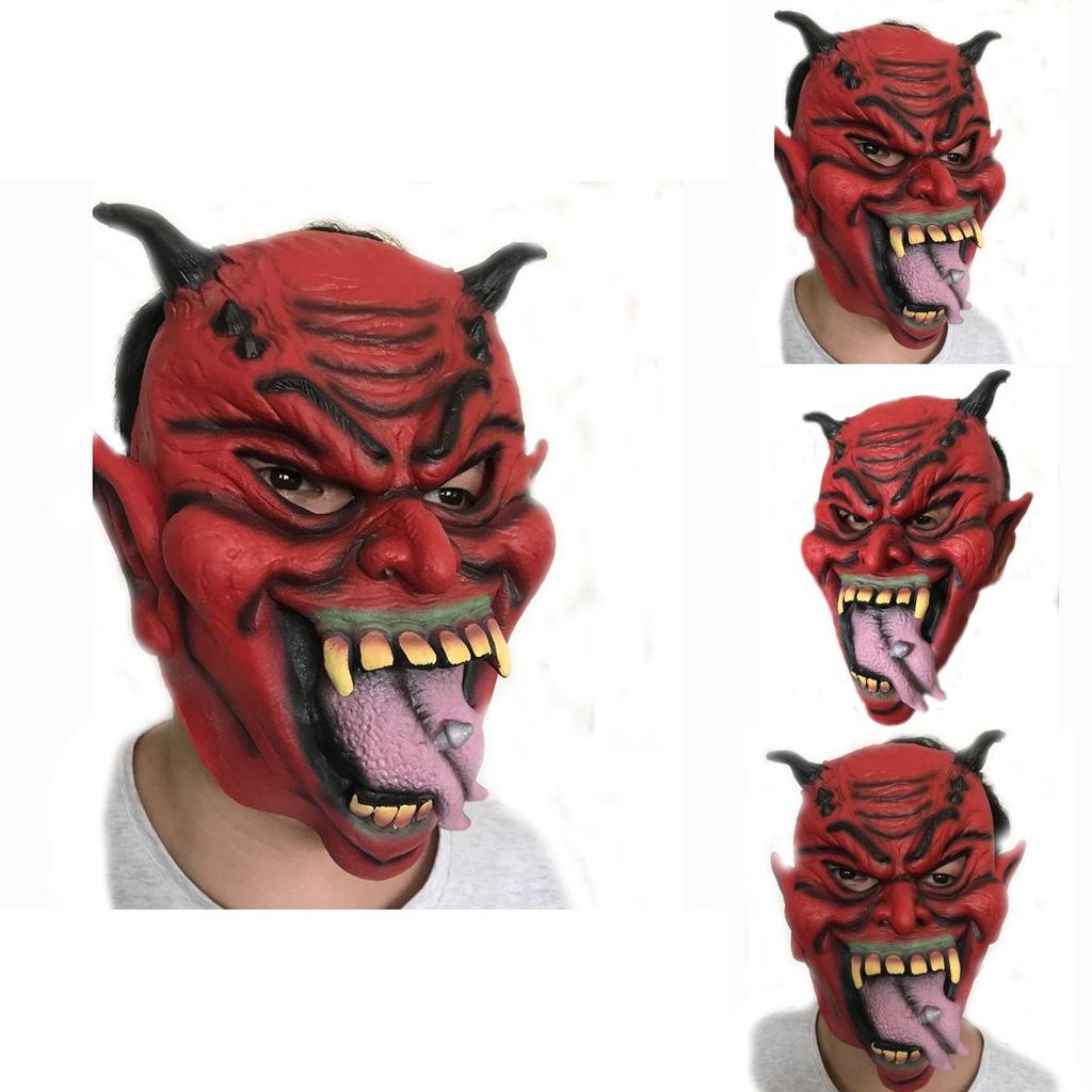 Tongue Long Halloween Red Bull Long Nail Mask Horror Spoofs Prank Props Costume