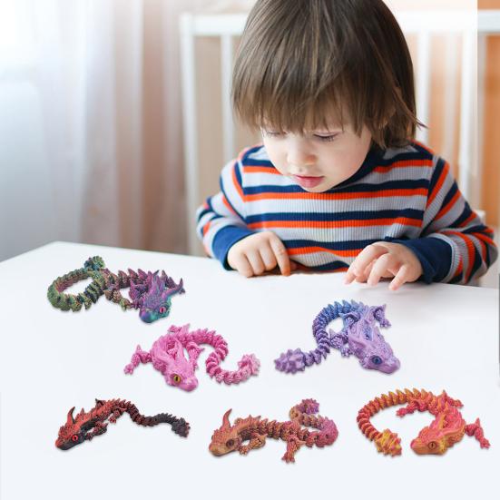 3D Printed Dragon Toy Articulated Dragon Figurine with Movable Joints Stress Relief Fidget Dragon Toy for Students Office Workers