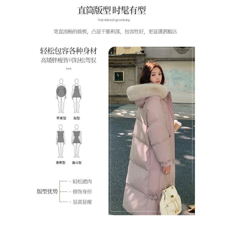 Manteau d'hiver épais à col en fourrure pour femme, taille L, longueur moyenne, coupe ample, rembourré en coton