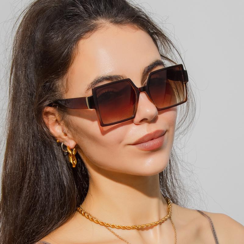 2pcs Pack New Brand Large Frame Sunglasses Square Glasses Personalized Cat Eyes Colorful Sunglasses Trend Sunglasses Uv400