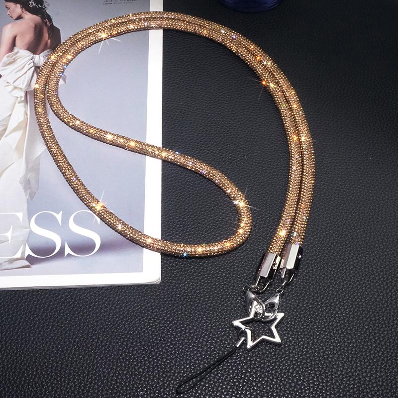 

1Pc Water Drill Luxury Crystal Wrist Straps Rope Rhinestone Glitter Mobile Phone Hanging 70CM Anti-lost Phone Lanyard