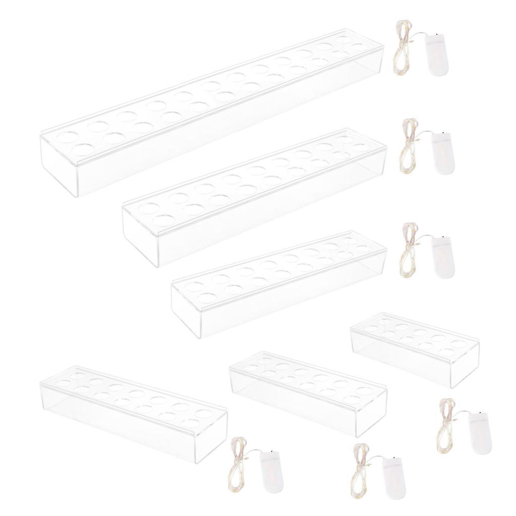Acrylic Vase Flowers Boxes Water Holder Art Propagation Plant Container LED Lights String Bud
