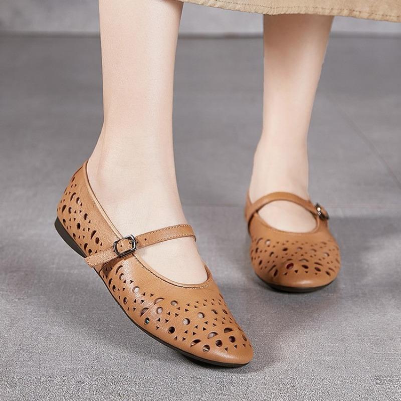 Hollowed-out Mary Jane Shoes for Women Spring and Summer Round Toe Shallow Mouth Soft Flat Bottom Ballet Single Shoes