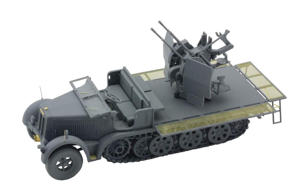 Orange Hobby WWII Deutsche Armee 8t mit 20mm Vierling Frühe Komplett Plastik 1/72 Sd.Kfz.7/1 Halbketten-Flak, Modell, Ausgabe, Modell,