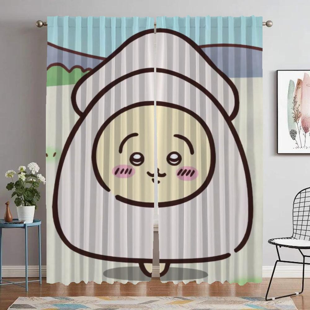Chiikawas Partition Home Interior Curtains for Camera Living Room Curtain Shades Halloween Decoration Tulle for Bedroom Kitchen