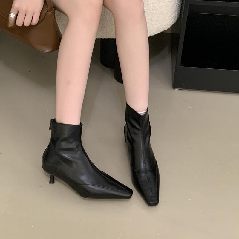 Fashion SUOJIALUN 2025 New Brand Women Shor Boots Thin Med Heel Ladies Elegant Ankle Boots Round Toe Fashion Outdoor Dress Chelsea Boots