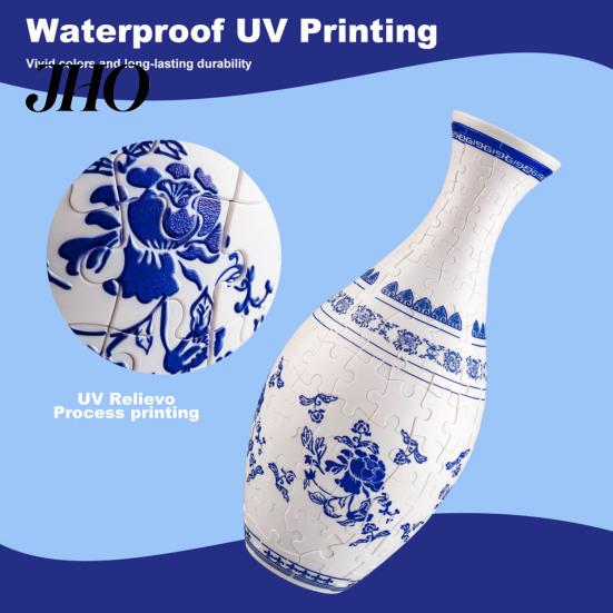 Handgefertigte Puzzle-Vase 3D-Puzzle DIY Blumenburg Meereswelle Boot Druck Florale Pflanzen Halter Behälter Kinder Lern-Bauspielzeug
