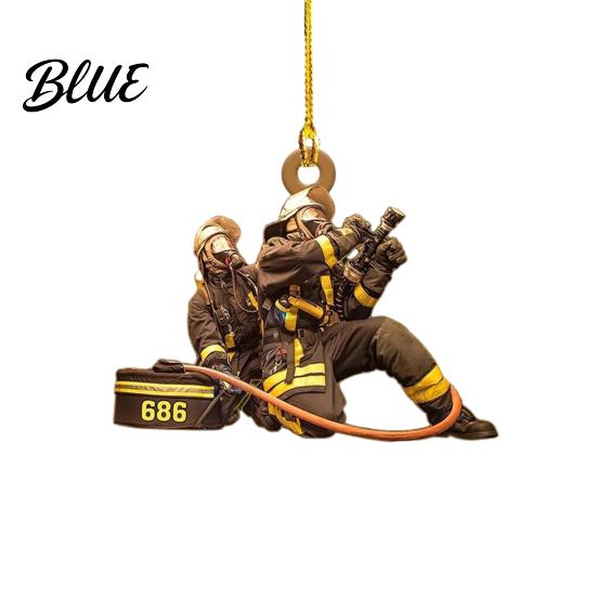 Interior Rearview Pendant Christmas Tree Firefighter Ornament with Lanyard Widely Used Decoration Car Mirror Hanging Fireman Uniform