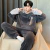 Winter, Coral Fleece, Pajamas, Men's Clothing, Thickened Fleece, Round Neck, Long Sleeved Pants, Suits, Home Clothes