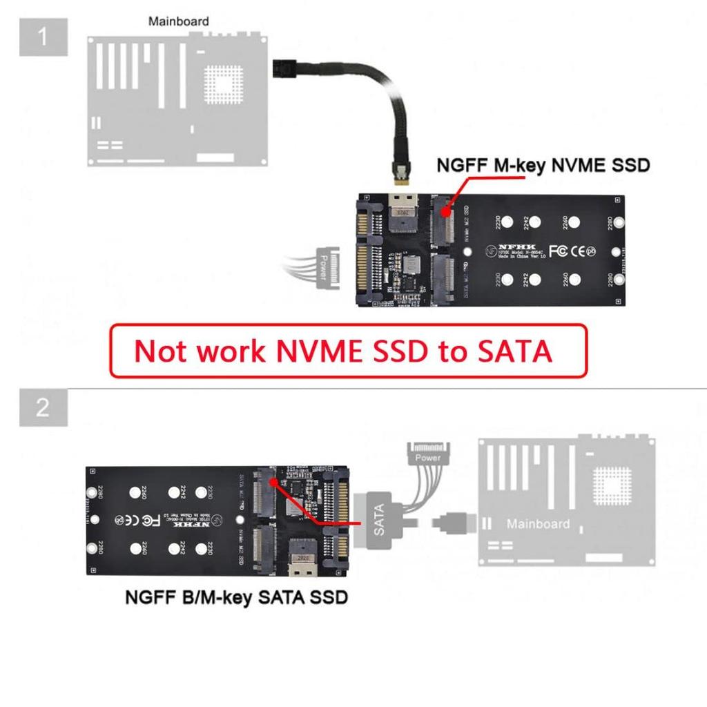 NFHK SSD NVMe PCIe SSD SATA Adapter with U2 Kit NGFF M Key SF-8654 SF-8654