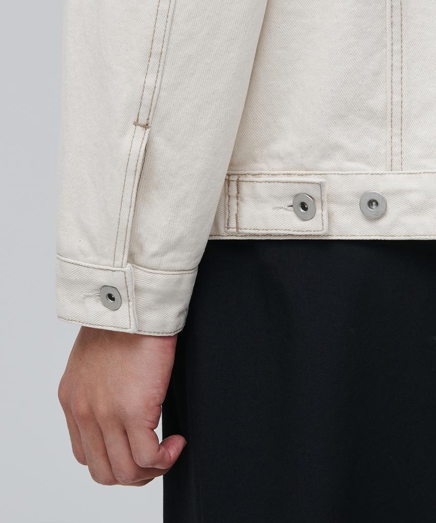 Musinsa Standard Contrast Stitch Relaxed Denim Trucker Jacket [Cream]