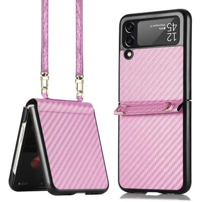 Husă din fibră de carbon rezistentă la șocuri pentru Samsung Galaxy Z Flip 3 Flip4 Flip 4 5g Flip3 Curea anti-alunecare pentru telefon Husă pentru telefon mobil