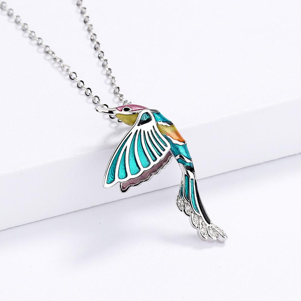 Exquisite High-End Blue Hummingbird Pendant Necklace For Ladies Party Cocktail Birthday Fashion Jewelry Chain
