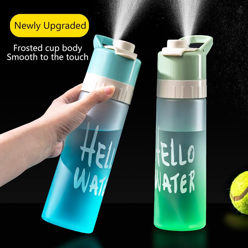 Bottiglia spray d'acqua da 650 ml per sport all'aperto, fitness, tazza d'acqua, grande capacità, bottiglia d'acqua portatile, tazza con spruzzo d'acqua a getto
