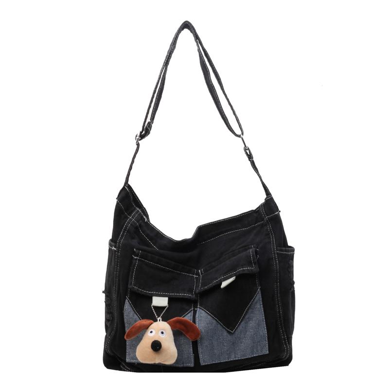 Джинсовая сумка Большая вместительная сумка Женская сумка через плечо Студенческая сумка — фото 7