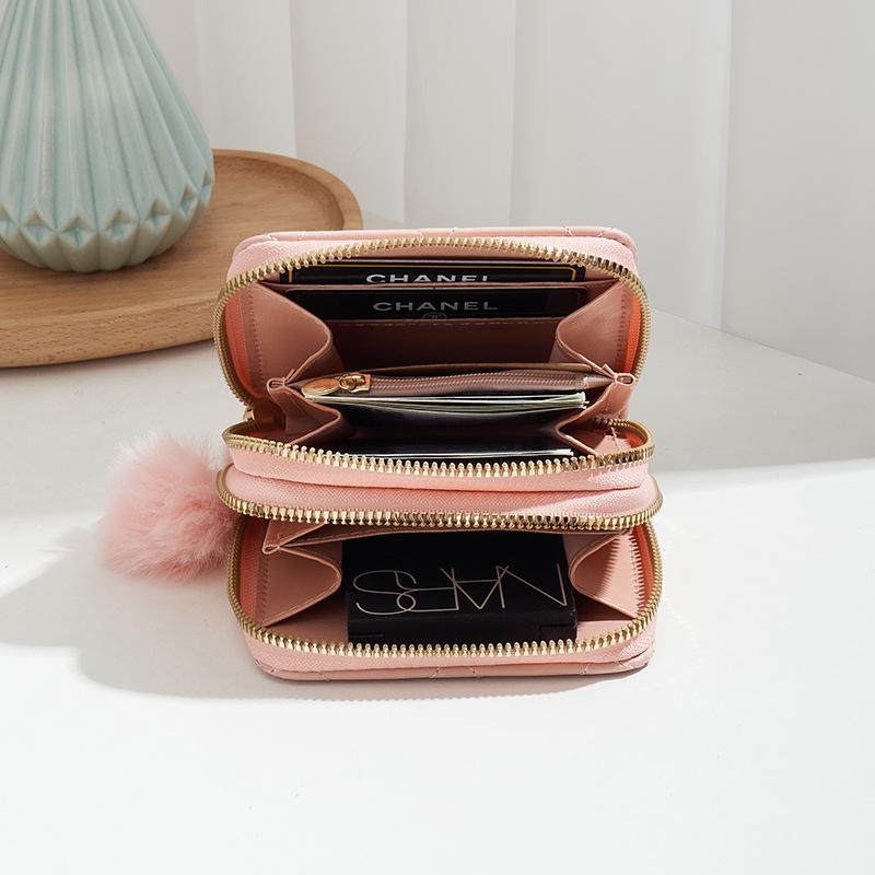 New Iron Standard Decorative Women's Rhombus Clutch Change Bag Double-layer Casual Bag Wallet Short Piece