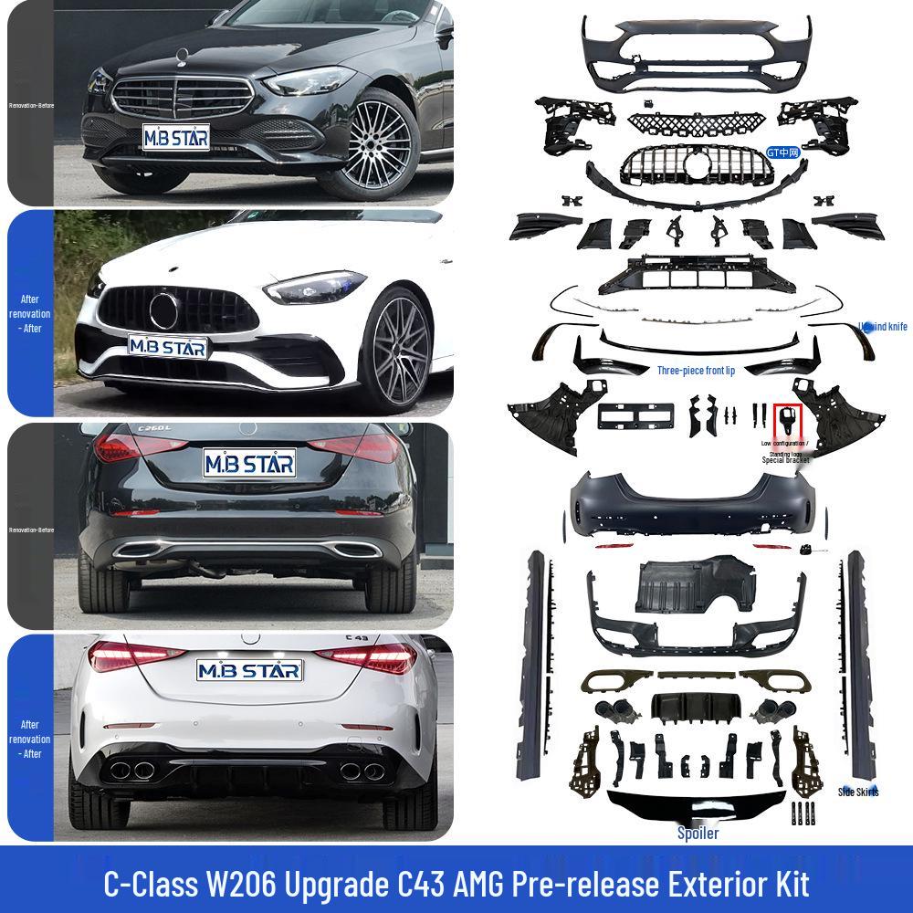 Mercedes-Benz C-Class W206 C43 Edition 1 Exterior Kit: Front and Rear Bumpers (2022+)