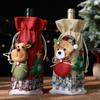 LMETJMA Christmas Wine Bottle Bags Flax Christmas Burlap Wine Cover Bags Elk Santa Claus Wine Bottle Decoration Bags JT262