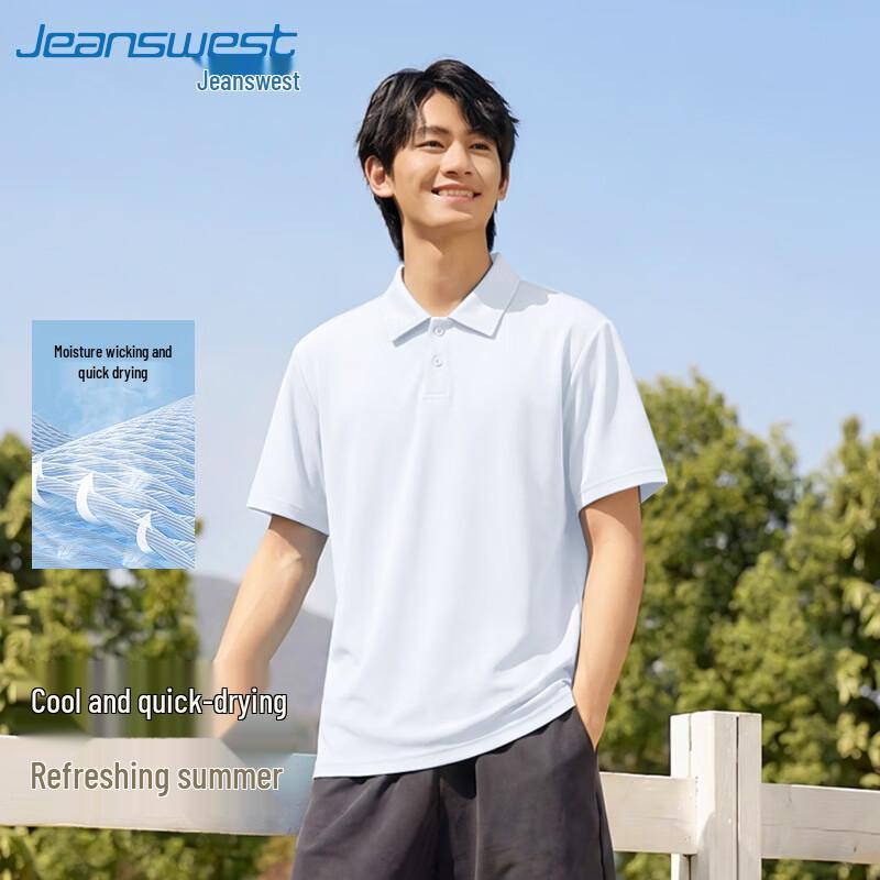 

Jeanswest Men s Ice Silk Breathable Short Sleeve Polo Shirt L