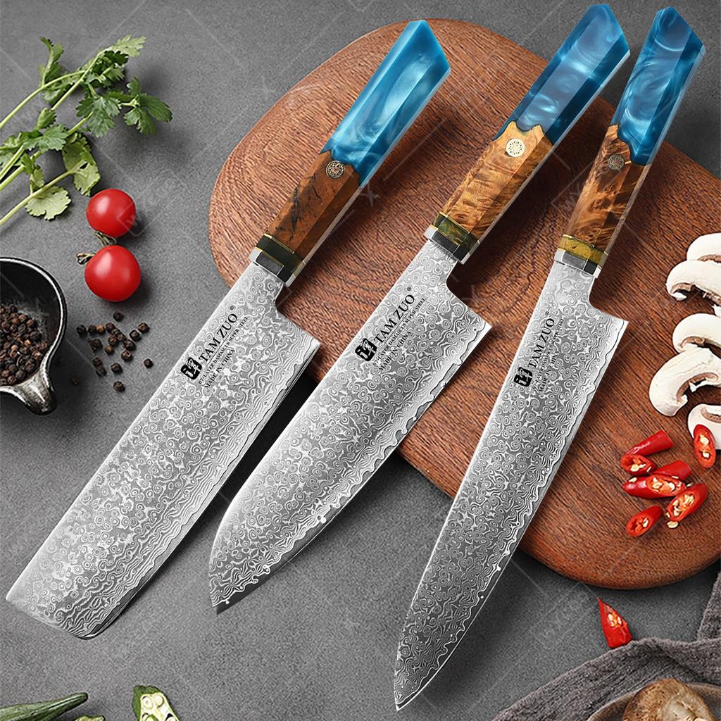 WXCOO Japanese Kiritsuke Chef Knife Damascus Steel Santoku Knife VG10 Fruit Paring Kitchen Utility Knife Kitchen Accessories