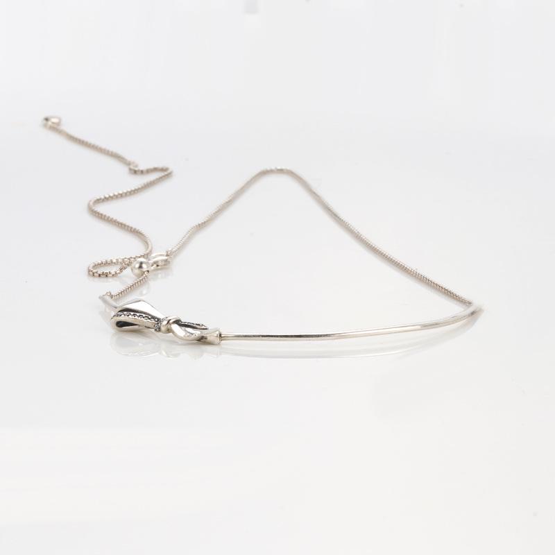 Pan Jia S925 Sterling Silver European & American Style Bow Necklace: Simple, Versatile & Gorgeous.