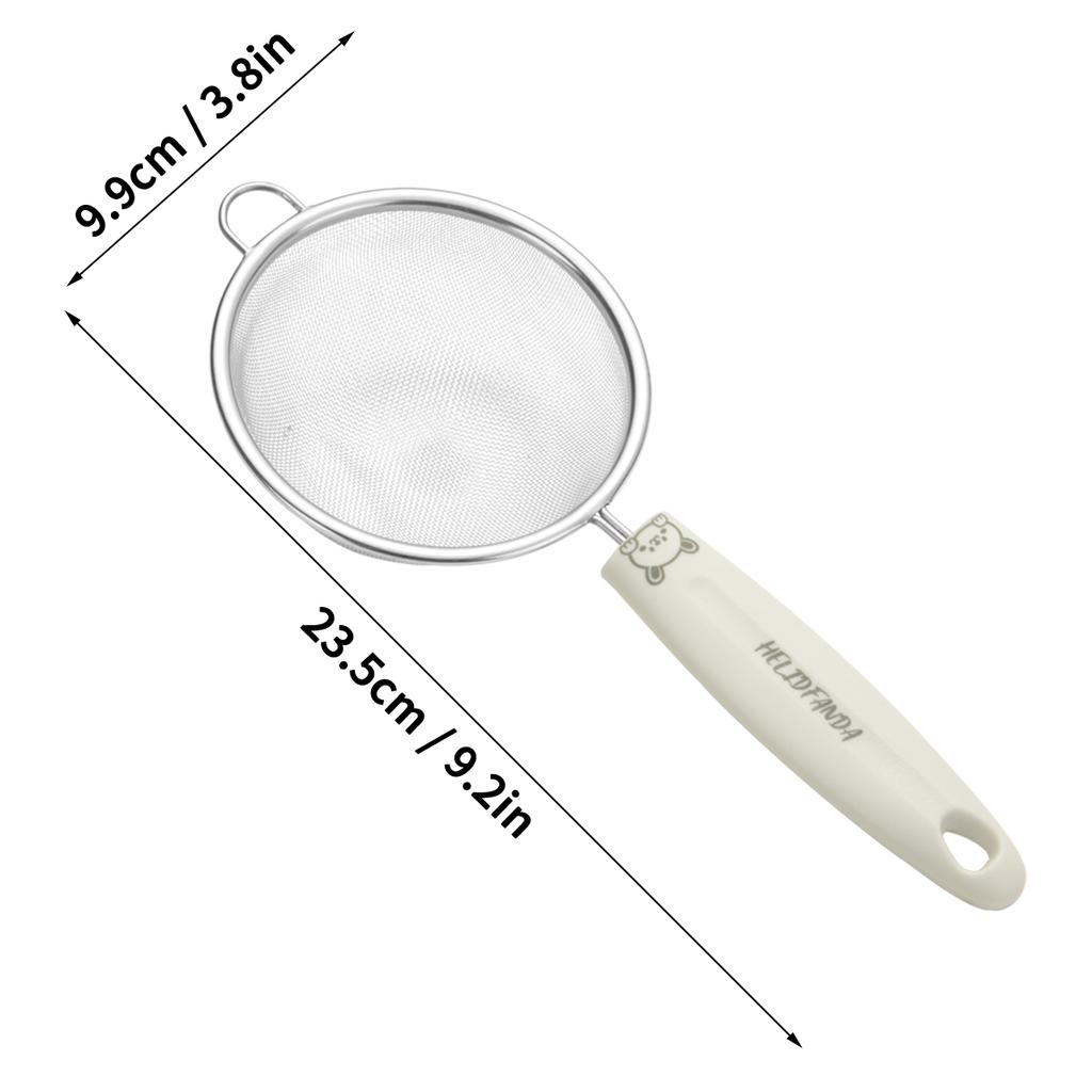 304 Stainless Steel Flour Sieve Flat Handle Soybean Milk Filter Screen Juice Filter Scoop Oil Strainer Kitchen Gadgets