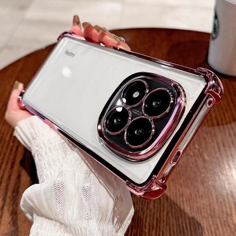 Clear Shockproof Plating Silicone Case For Xiaomi Redmi Note 14 Pro Plus Note 13Pro 4G 5G 14C Transparent Soft Back Cover Bumper