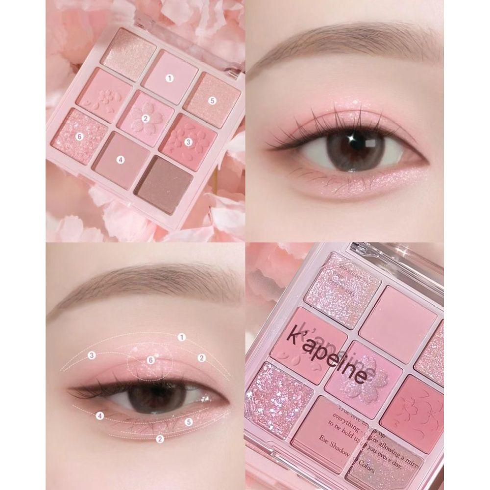 Romantic Sakura 9 Color Eyeshadow Palette Matte Pearlescent Milk Tea Peach Color Makeup Palette
