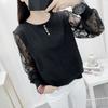 Women's Patchwork Lace Button Sweater Women's Korean Version Thin Spring and Autumn Loose, Versatile and Trendy Knit Sweater for Outerwear