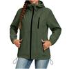 Women's Lightweight Casual Hooded Windbreaker Jacket Drawstring Waist Long Sleeve Zip Up Outerwear for Outdoor Activities