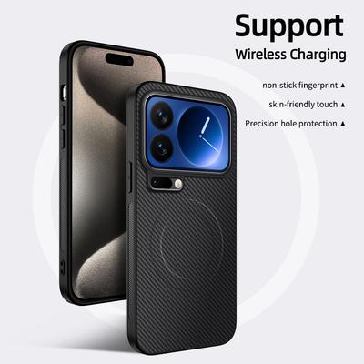 Prémiové magnetické pouzdro z uhlíkových vláken pro Xiaomi 17 Pro Max Mi 15 Pro 15T Měkký kryt telefonu pro bezdrátové nabíjení pro Xiaomi 15T Pro Pouzdra