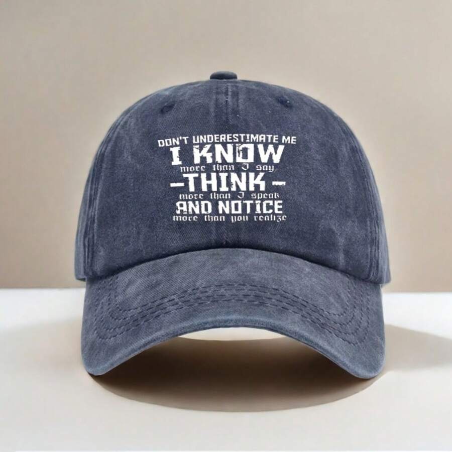Vintage Baseball Cap With Sarcastic Text Print Adjustable Strap Dark Gray Polyester Hat For Adults